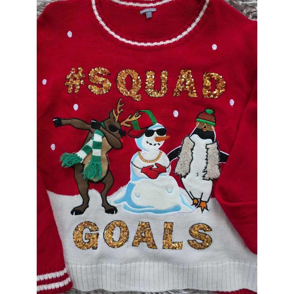 Christmas "Squad Goals" Sweater Sz M - Picture 5 of 6